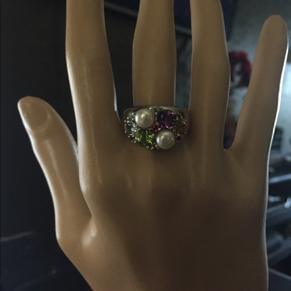 QVC  Amazing multicolor gemstone Sterling silver BAND - Picture 6 of 8